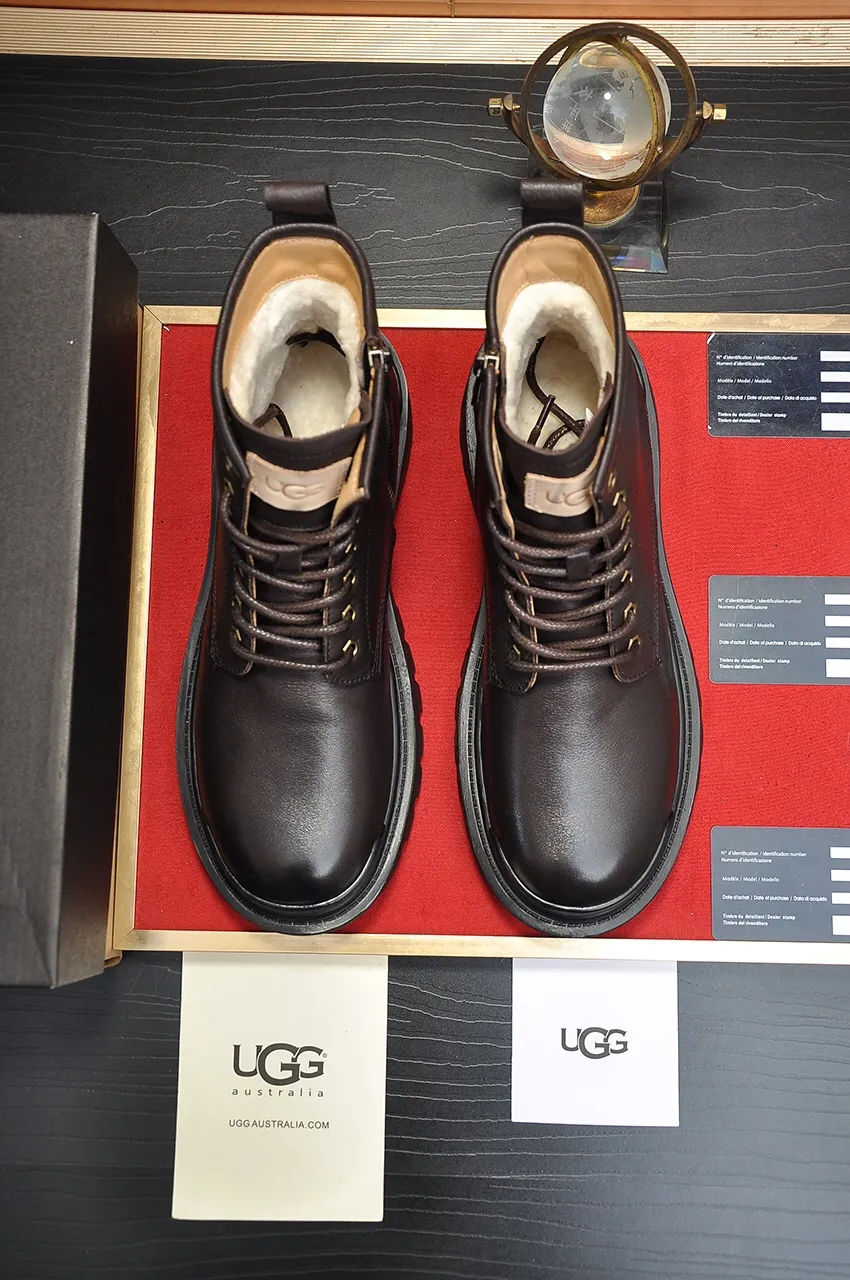 Men's shoes 💰640💶 [UGG] (full wool lining) top-end high-quality fur-in-one warm snow boots from Australia's warm luxury brand men's shoes, UGG-5877 official website synchronized, made of imported cowhide, carefully sewn...Imported rubber foam outsole (comfortable, soft, wear-resistant) The quality is really great...Exquisite workmanship, you can't put it down at first sight, available in sizes 39-44